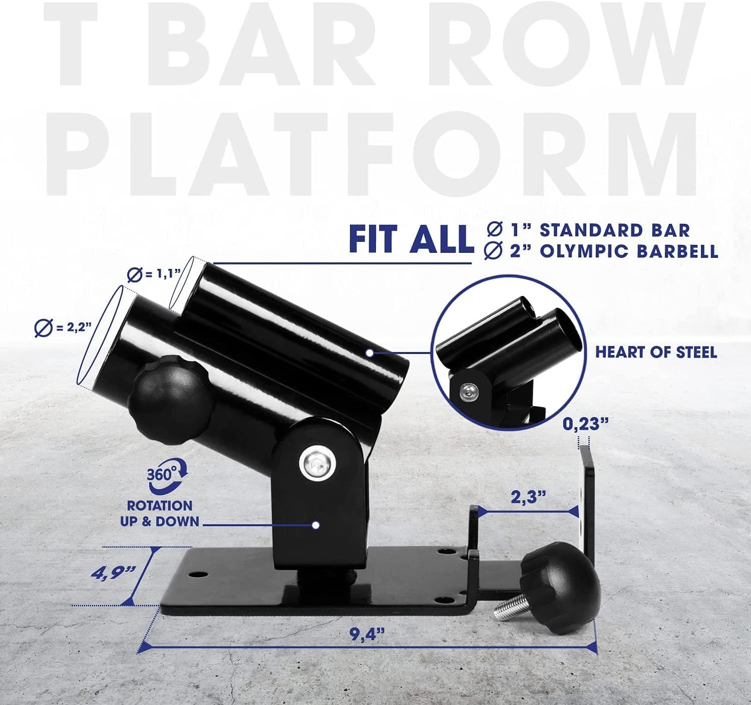 Yes4All Adjustable T Bar Row Attachment - Durable D Row Handle with Textured Rubber Grip