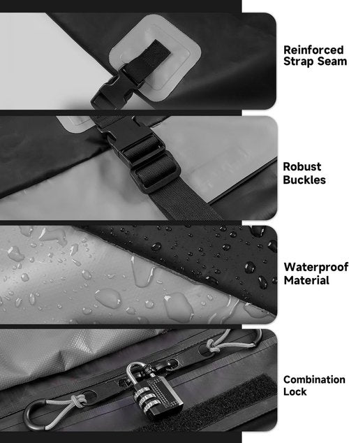 Car Rooftop Cargo Carrier Bag - 30 Cubic Feet Waterproof Soft-Shell Luggage with Straps & Hooks