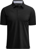 MAGCOMSEN Men's Polo Shirts Short Sleeve Cotton Pique 3 Button Classic Fit Casual T-Shirt Performance Golf Shirts