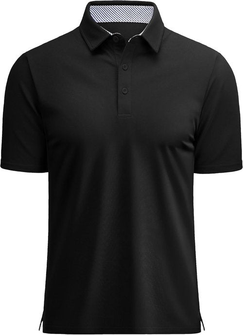 MAGCOMSEN Men's Polo Shirts Short Sleeve Cotton Pique 3 Button Classic Fit Casual T-Shirt Performance Golf Shirts
