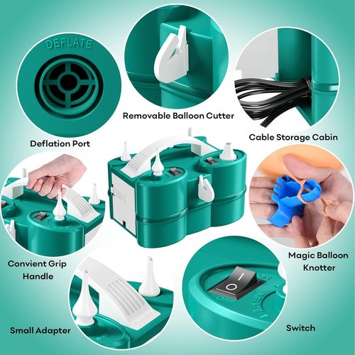 Biapian Electric Balloon Pump - 3-in-1 Portable Air Blower for Latex & Foil Balloons | Dual Nozzle Design
