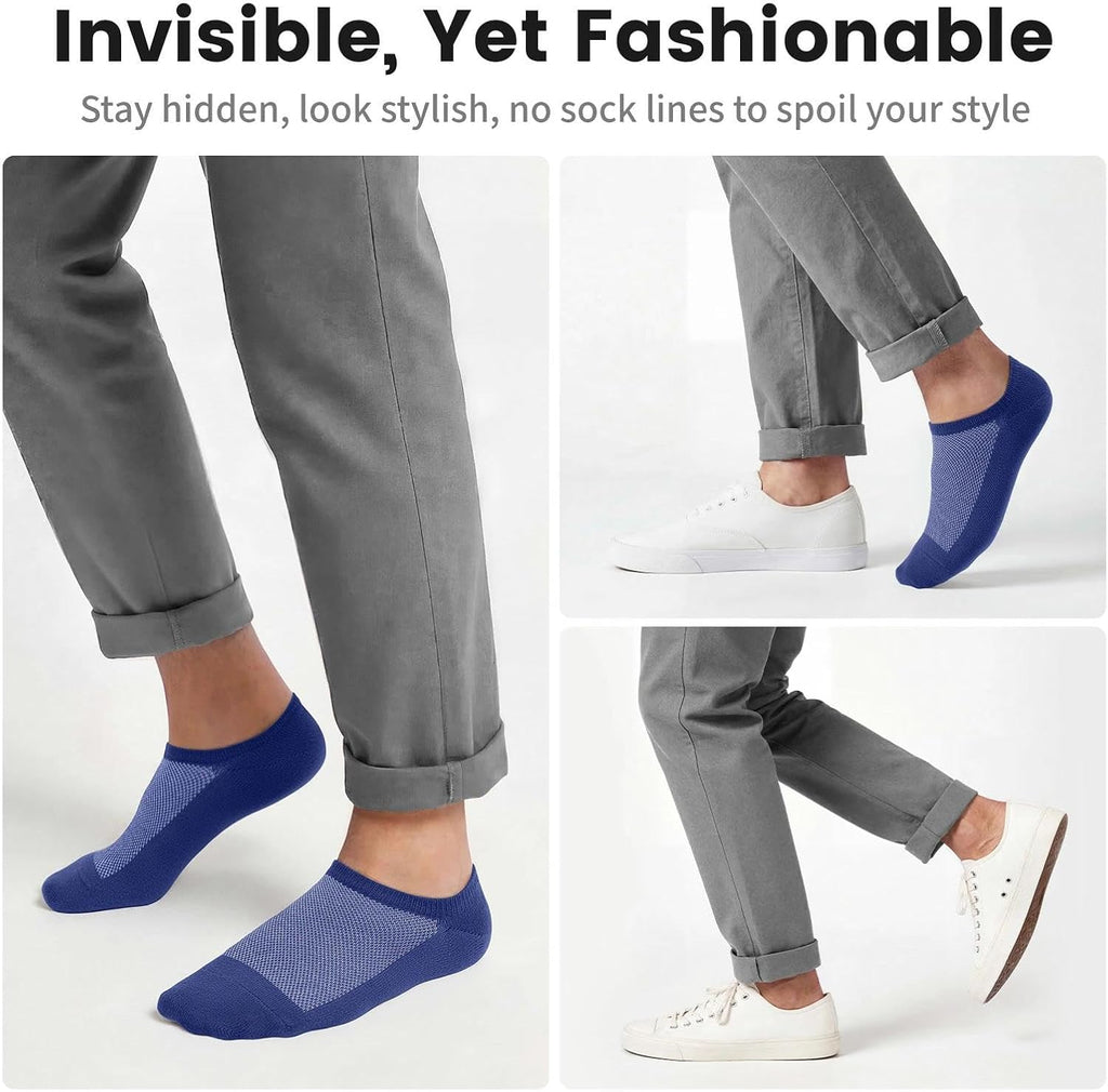 Wernies No Show Socks for Men - Low Cut Ankle Cotton Socks with Non-Slip Grips | Sizes 6-10 & 11-13