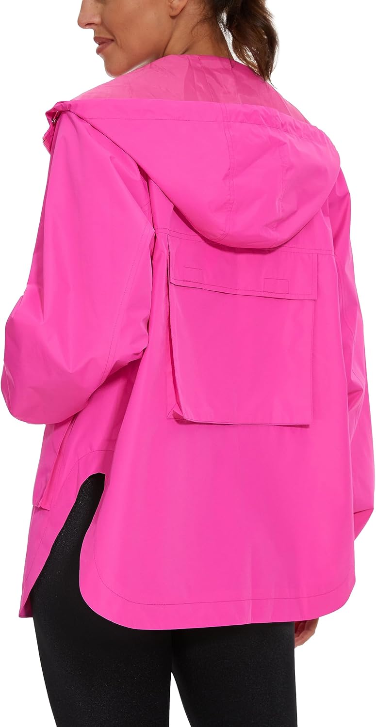 PESION Women's Waterproof Raincoat - Lightweight Hooded Windbreaker with Pockets | Ideal for Outdoor Use