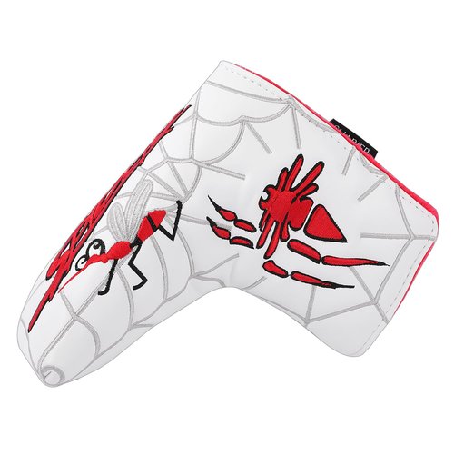 SHABIER White Golf Blade Head Cover with The Red Spider Design for Blade Golf Putter Head Cover