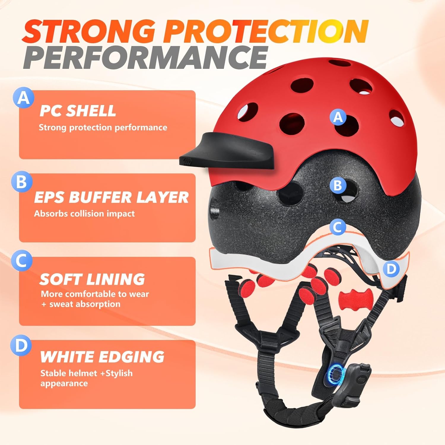 Wemfg Kids Bike Helmet - Adjustable Magnetic Buckle for Boys & Girls | Lightweight & Ventilated Multi-Sport Design