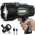 Vinderfine Rechargeable Spotlight, 99000 Lumens Super Bright Led Spotlights Flashlight with Cob Light, 10000ɱAh Spot Lights, Handheld Spotlight for Hunting Boating Outdoor, Long Runtime