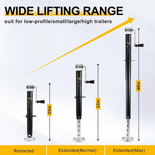 5000 lbs A-Frame Trailer Jack by [Brand Name] - Heavy Duty Side Wind Jack with 15" Vertical Travel & Adjustable Drop Leg