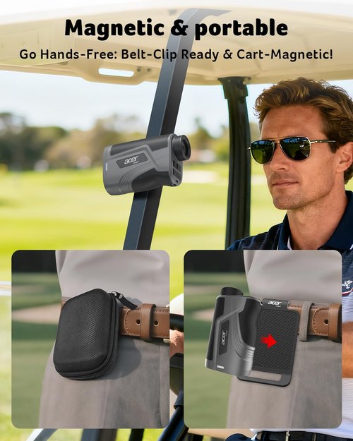 Acer Golf Rangefinder with Slope - 800Yards Range Finder for Hunting, 6X Magnification with Flag Pole Locking Vibration, Rechargeable Battery with Magnet Stripe Golf Accessories for Men, Gifts