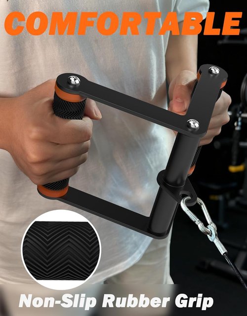 Fitarc V Bar Cable Attachment - Double D Row Handle with Non-Slip Grips for Gym & Home Workouts | Orange