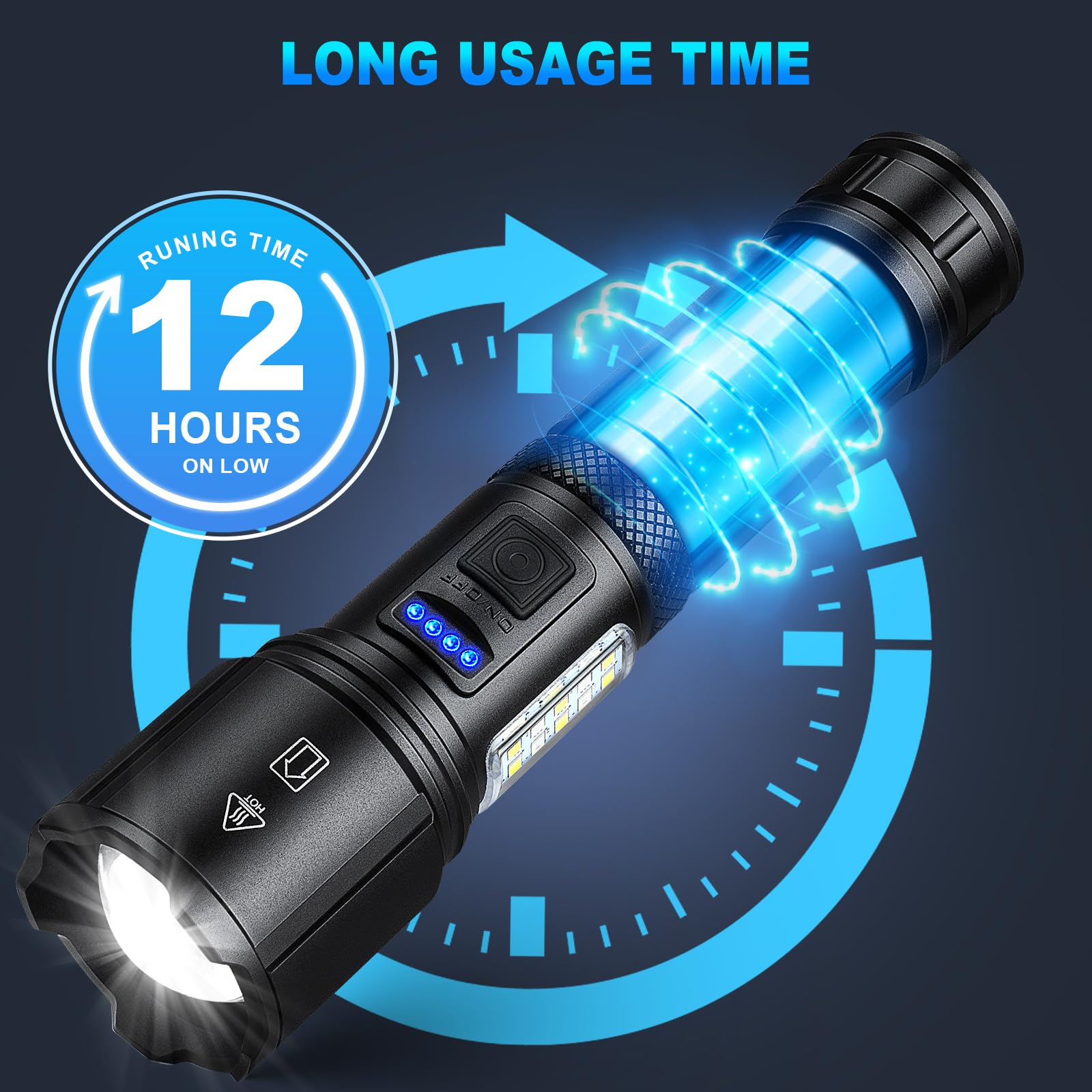 SKNSL Rechargeable LED Flashlights High Lumens, 99,000 Lumens Super Bright Flashlight 7 Modes w/COB Work Light, Powerful Flash Light for Outdoor Emergency Hiking Camping