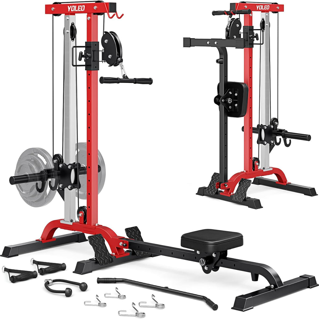 YOLEO Power Cage - Smooth Dual Pulley System with 1700LBS Capacity | Adjustable Cable Crossover for Home Gym