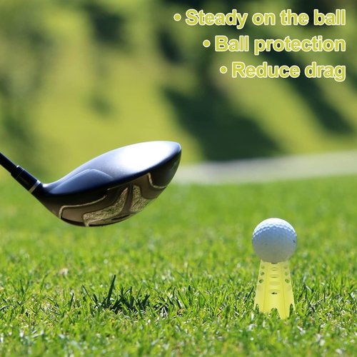 FAMIWIN Golf Tees, Plastic Golf Simulator Tees for Outdoor Indoor Home Practice Training Use, Pack of 10pcs Tall & 10pcs Small Golf Mat Tees for Winter Turf Driving Range Practicing (40PCS Yellow)