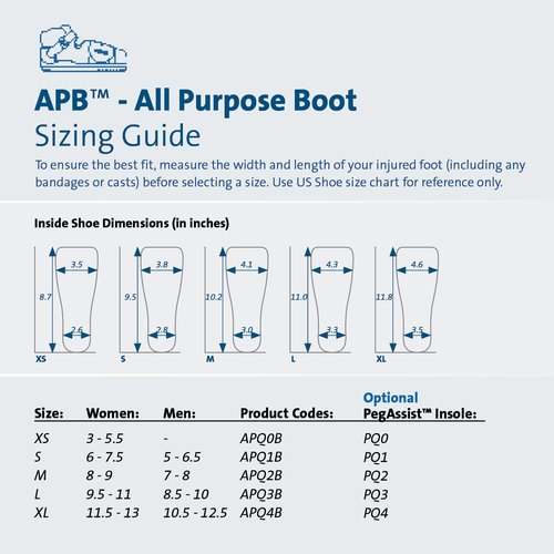Darco APB All-Purpose Boot, Closed Toe For All Season Protection, High Top Design and Ankle Strap for Secure and Safe Ambulation, Medium Fits Women's 10-12.5 and Men's 7-8.5