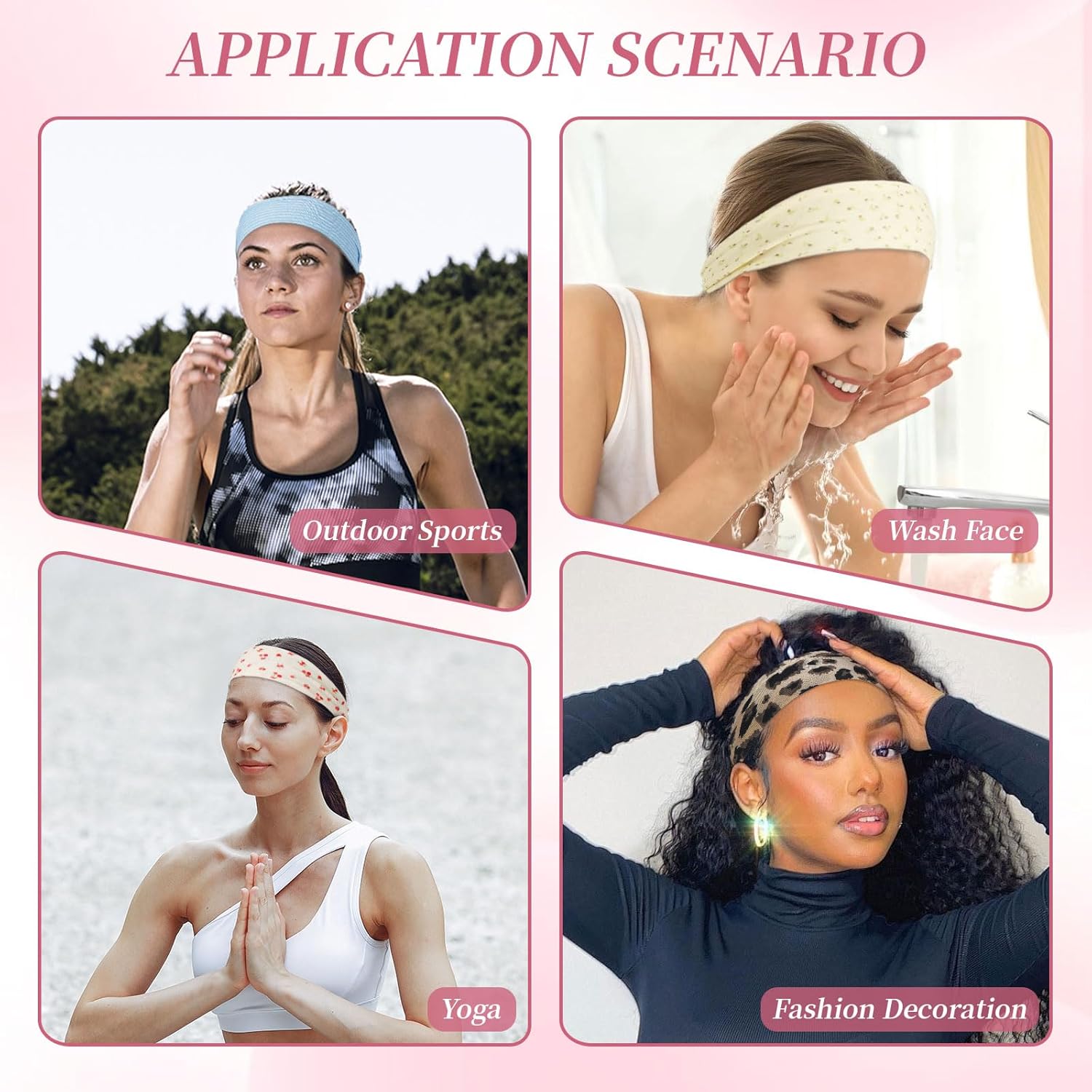 Skiennix Non-Slip Headbands for Women - 6 Pack Soft Stretchy Cotton Hair Bands for Yoga & Workout