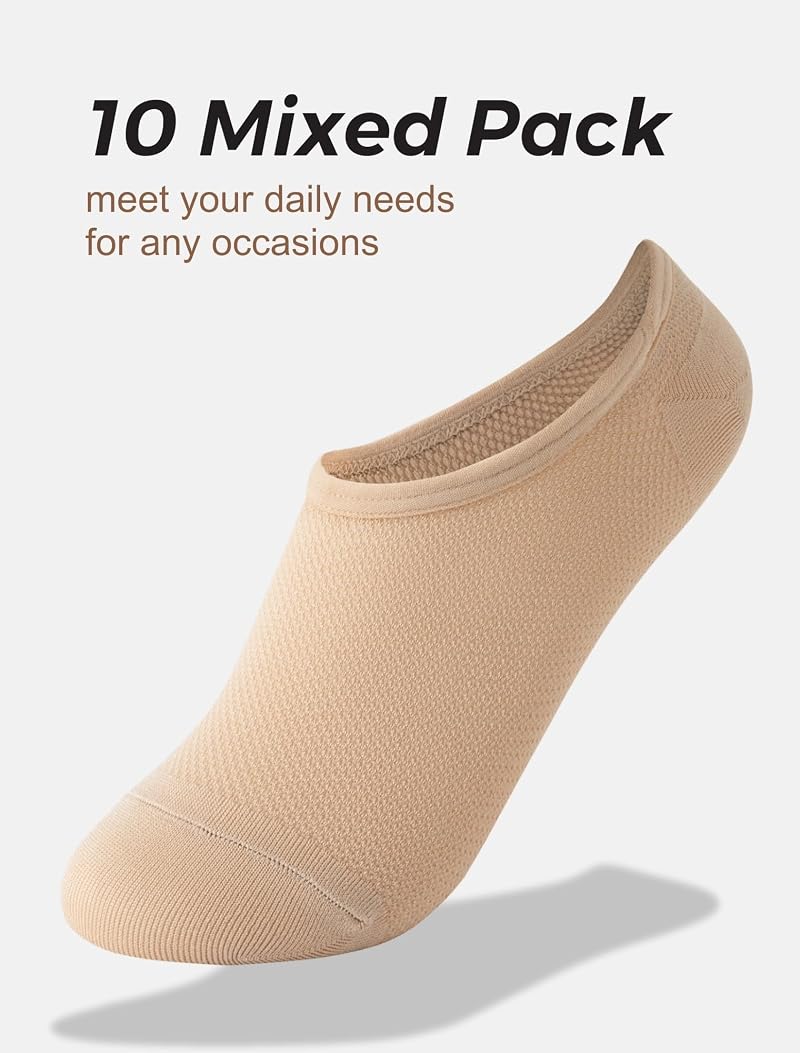 Soxbang 10 Pairs No Show Socks for Women - 4 White / 3 Black / 3 Nude - Athletic Lightweight Sneaker Ankle Socks