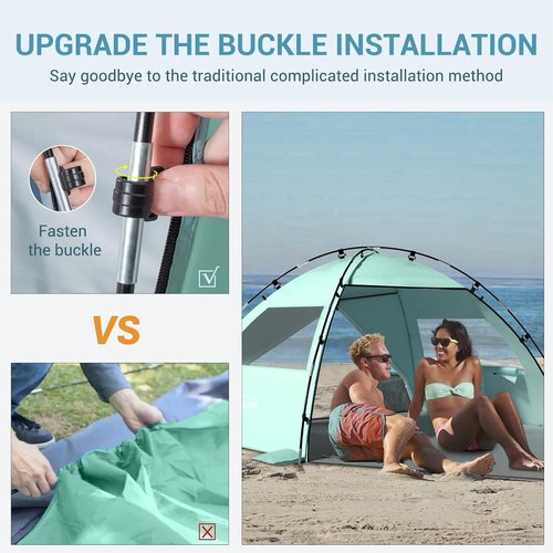 Elegear CumbreX™ Beach Tent - Portable 4-5 Person Sun Shelter with UPF 50+ UV Protection | Easy Setup - Green