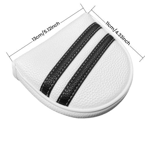 Golf Mallet Putter Cover Headcover Magnetic Style, Black or White Golf Putter Cover for Mallet Style Putters, PU Leather Mallet Headcover Protective Case fits for Odyssey 2 Ball, Stroke Lab (Black)