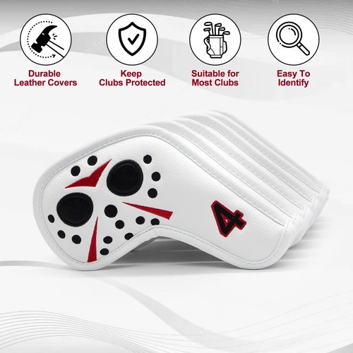 BAIRBRE 10pcs Golf Iron Covers Field Hockey Mask Golf Club Covers Golf Irons Head Cover Leather Iron Headcover for Scotty Cameron Taylormade Titleist Odyssey