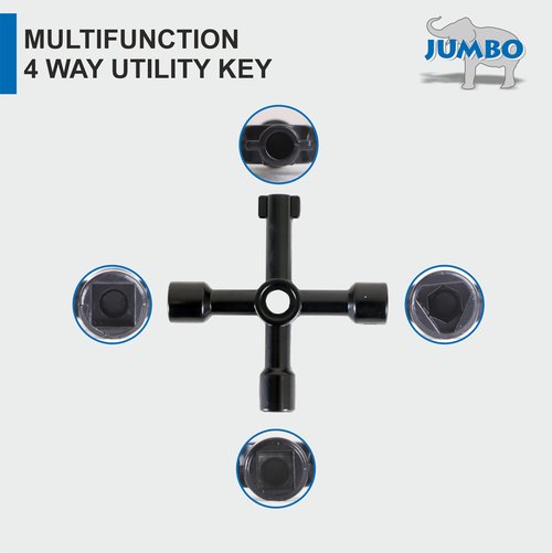 JUMBO 16" Water Meter Key with 4 Way Sillcock Key and 4 Way Multi Utility Key