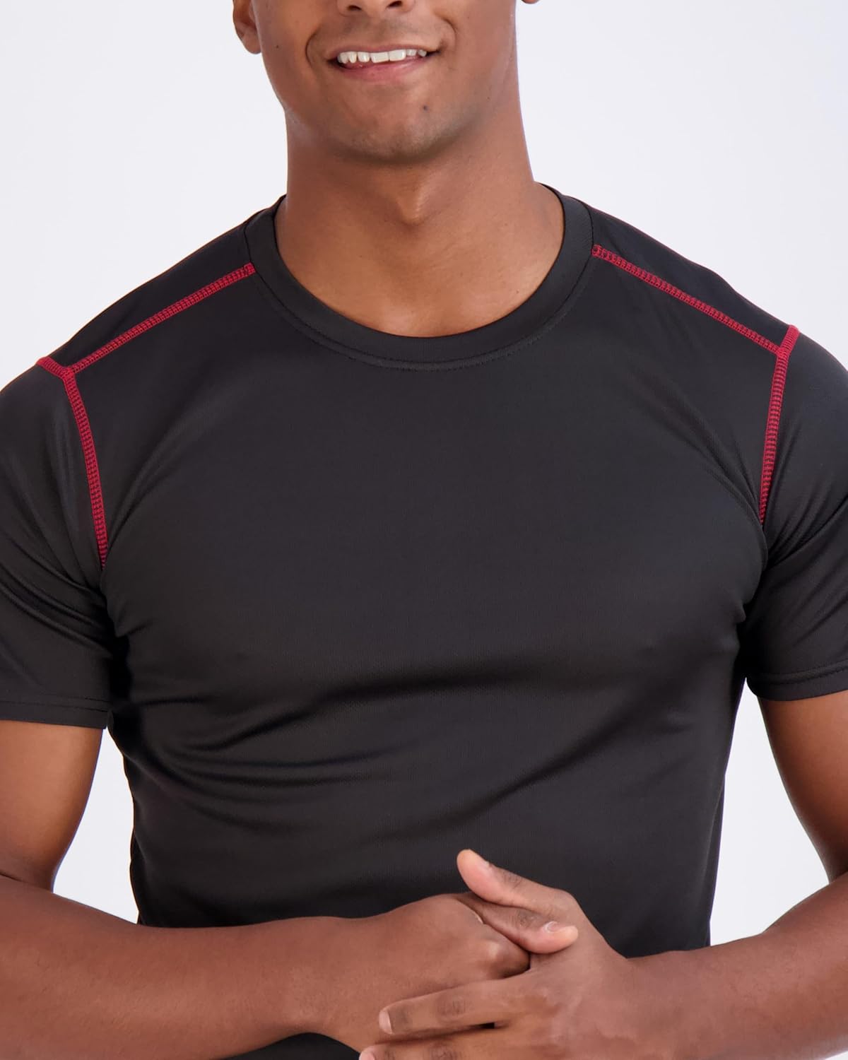 Real Essentials Men's Mesh Short Sleeve Crew Neck T-Shirt - 5 Pack Athletic Tees for Gym | Big & Tall Available