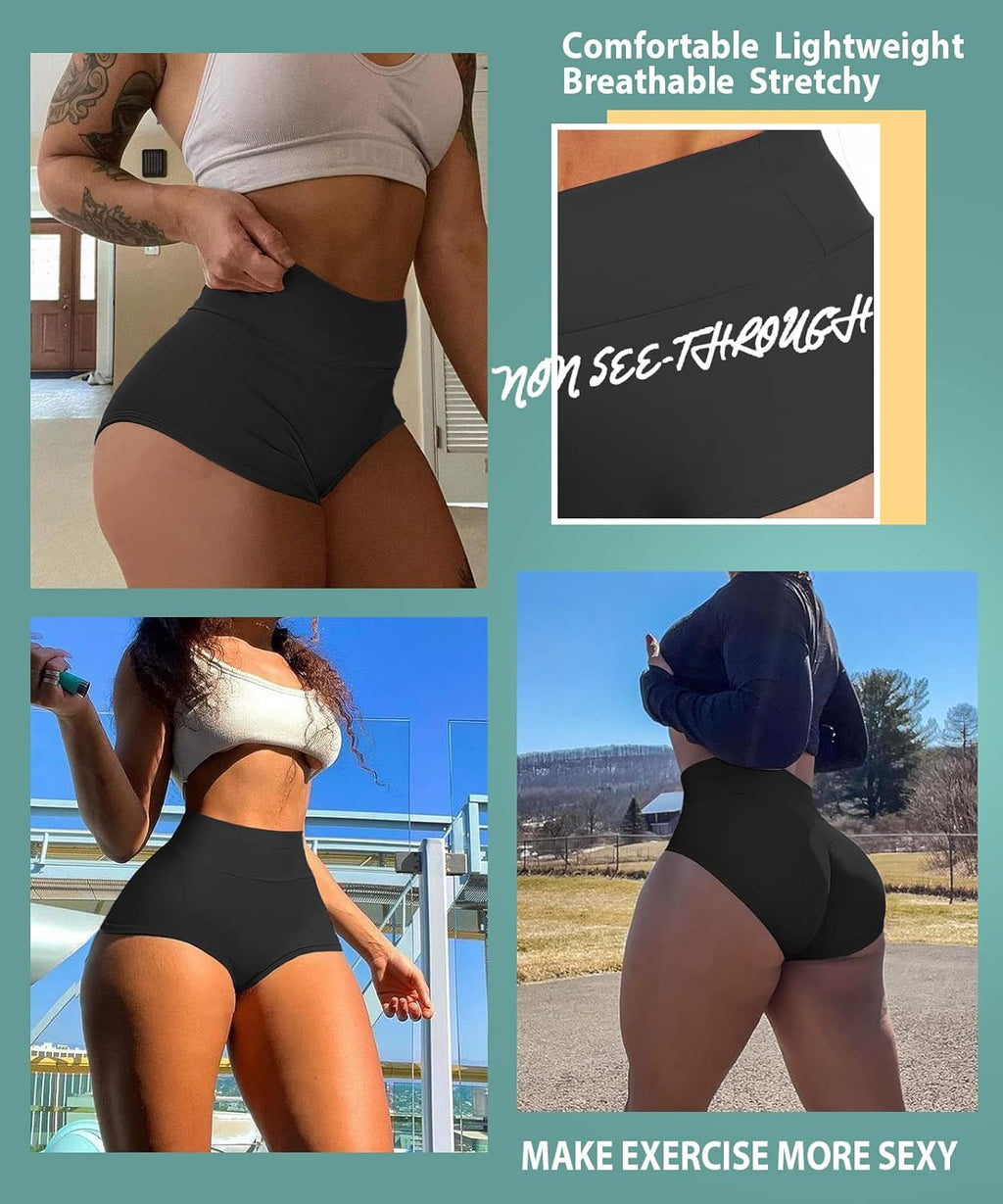 Skiennix Women's High Waist Yoga Booty Shorts - Spandex Butt Lifting Workout Leggings | Rave Ready