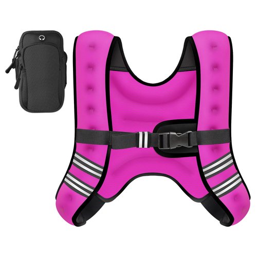 GEEBOBO Weighted Vest for Women Men, 8lb/12lb/16lb/20lb/25lb/30lb Weighted Vest Woman Adjustable Weights for Walking, Strength Training, Running, 16Lbs, Pink