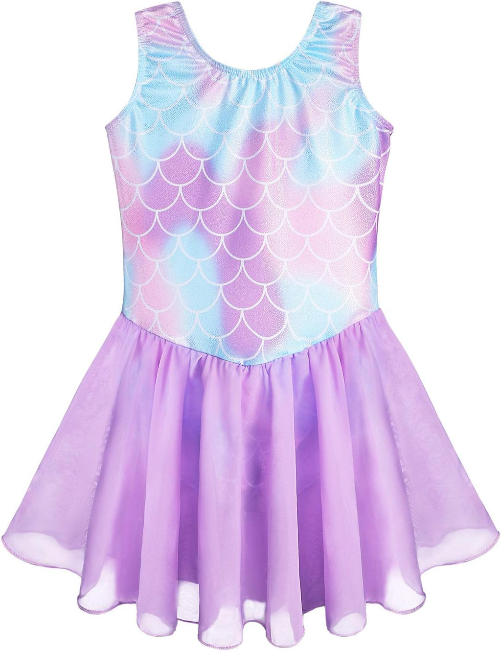 Skiennix Girls Gymnastics Leotard - Flutter Sleeve Tutu Dress for Toddlers 2-11Y | Mermaid Style