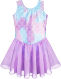 Skiennix Girls Gymnastics Leotard - Flutter Sleeve Tutu Dress for Toddlers 2-11Y | Mermaid Style