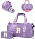 Skiennix Girl Gym Bag - Personalized Weekender Tote with Shoe Compartment & Makeup Pouch | Ideal Birthday Gift for 4-Year-Olds (Letter R)