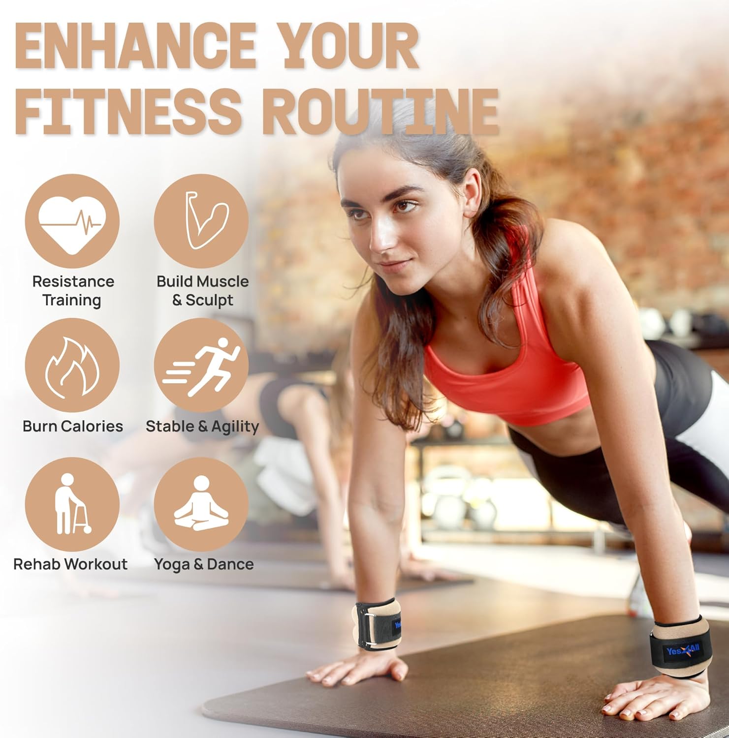 Yes4All Adjustable Wrist & Ankle Weights Pair | 1lb - 10lbs for Walking, Jogging, Pilates & Gym Fitness