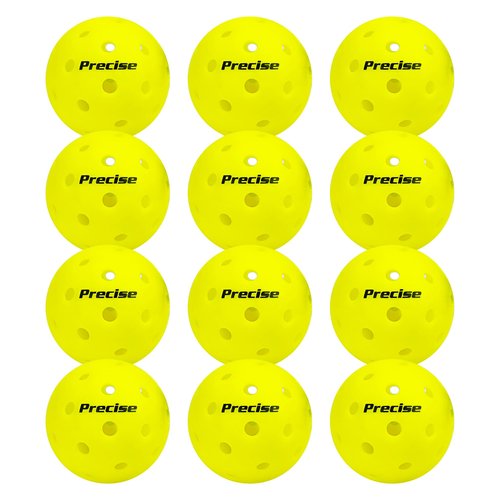 PRECISE Pickleball Balls – Outdoor A 40 Model with 40 Holes – USAPA Approved – Durable Flight Design – Pack of 12 - Yellow