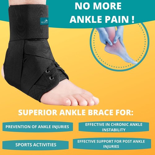 MEDIZED Ankle Brace, Lace Up Adjustable Support for Running, Basketball, Injury Recovery, Sprain! Ankle Support Wrap for Men, Women, and Children (Large)