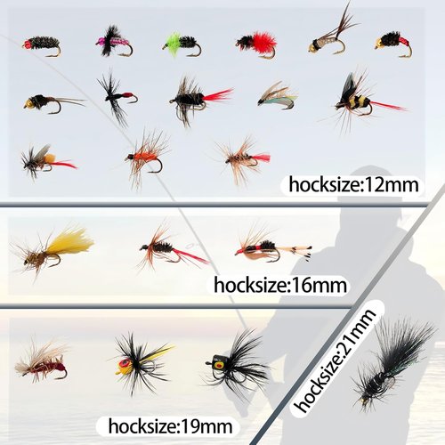 Fly Fishing Flies Assortment Kit - 100PCS Tenkara Dry/Wet Flies with Box for Trout, Salmon & Bass