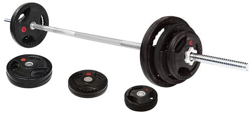 Fitvids Cast Iron Standard Weight Plates Including 5FT Standard Barbell with Star Locks – 45-Pound Set (35 Pounds Plates + 10 Pounds Barbell) – nan – Black