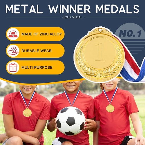 Hilitchi 10Pcs Olympic Style Winner Medals - Premium Award Medals with Ribbons