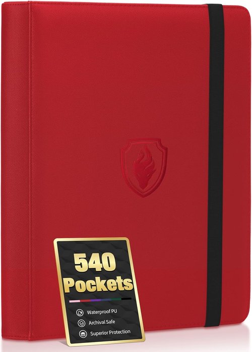 Fabmaker Premium 9 Pocket Card Binder - Sturdy Collection Album for 540 Cards | Sleek Red Design