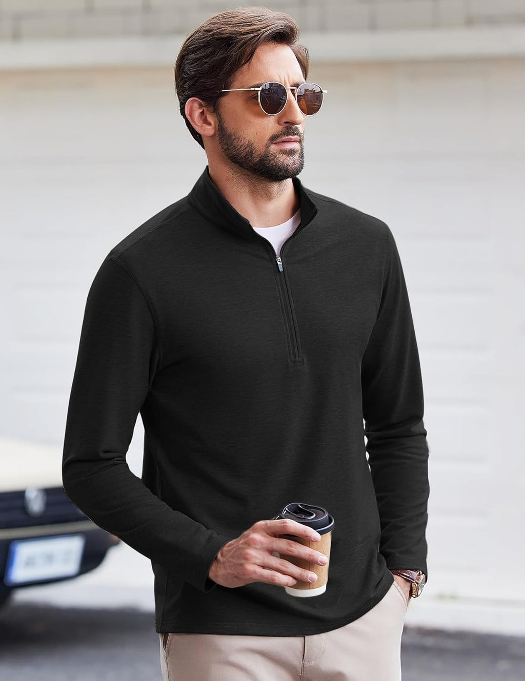 PINSPARK Men's Lightweight Quarter Zip Pullover - Performance Mock Neck Golf Sweatshirt | Casual Long Sleeve