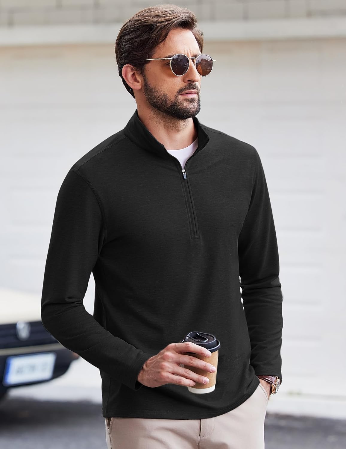 PINSPARK Men's Lightweight Quarter Zip Pullover - Performance Mock Neck Golf Sweatshirt | Casual Long Sleeve