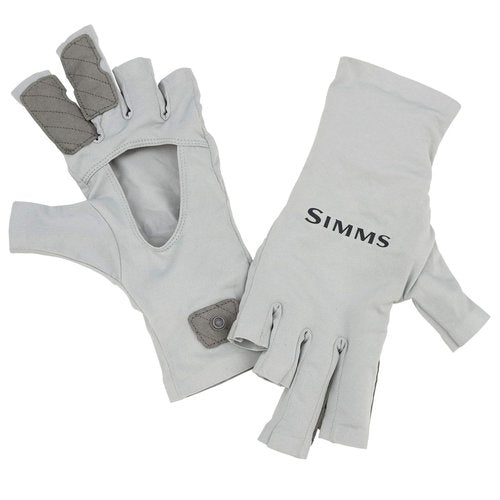 Simms SolarFlex UPF 50+ Fingerless Gloves - Premium Hand Protection, Quick-Dry, Breathable, UV Shield for Fishing and Outdoor Activities, Lightweight and Durable (Sterling, Medium)