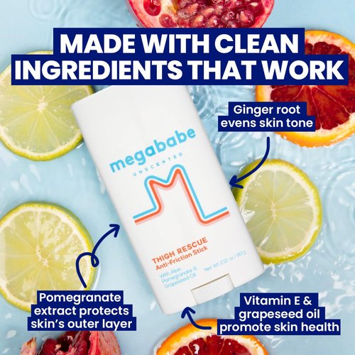 Megababe Unscented Thigh Rescue Anti-Chafe Stick - Prevent Skin Chafe & Irritation | 2.12oz