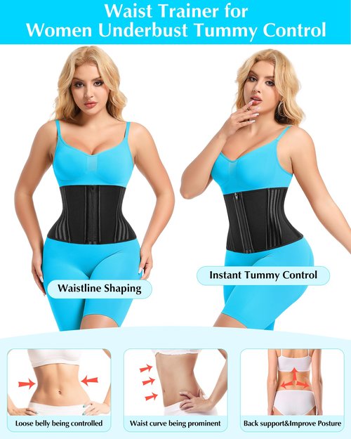 LUXURY-VITA 9 Inch Short Torso Waist Trainer For Women Lower Belly Fat With 9 Steel Bones Body Shaper Zipper Cincher Trimmer Girdle