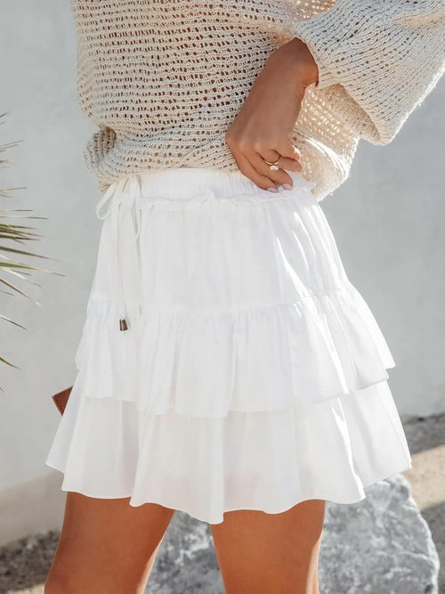 Aoudery Flowy Shorts - Women's Boho Ruffled Tiered Skorts for Casual Wear | High Waist Mini Skirts