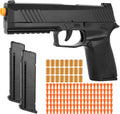 Skiennix Foam Blaster Toy Gun - Shell Ejecting Pistol with 2 Magazines & 40 Soft Bullets | Black, Perfect Birthday Gift for Kids 8+
