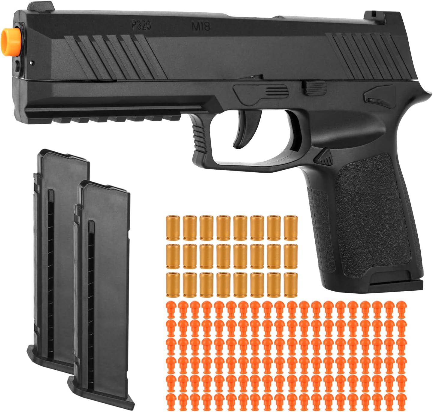 Skiennix Foam Blaster Toy Gun - Shell Ejecting Pistol with 2 Magazines & 40 Soft Bullets | Black, Perfect Birthday Gift for Kids 8+