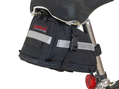 Bushwhacker Tacoma Large Expandable Bicycle Seat Bag with Reflective Trim & Light Clip Attachment – Cycling Under Seat Wedge Pack for Rear Frame and Front Bike Accessories