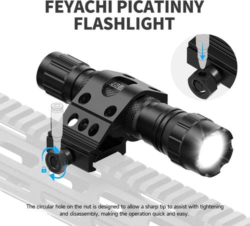 Feyachi Tactical Flashlight - 1200 Lumens Rifle Light with M-LOK Offset Mount & Pressure Switch | IP65 Waterproof, 200m Beam