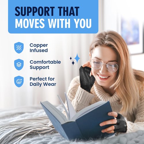 Dr. Frederick's Original Copper Compression Arthritis Gloves - Doctor-Developed Hand Pain Relief for Arthritis, Carpal Tunnel & Tendonitis - All-Day Comfort, Typing & Daily Use - Fingerless, Medium