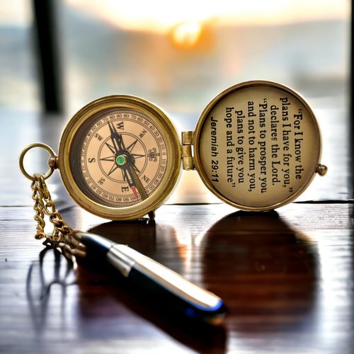 First Communion Gift for Boys and Girls, Engraved Compass, Religious Gift for Men, Jeremiah 29 11, Baptism Gifts, Birthday, Mothers Day, Fathers Day, Graduation Gift, Wedding Gifts