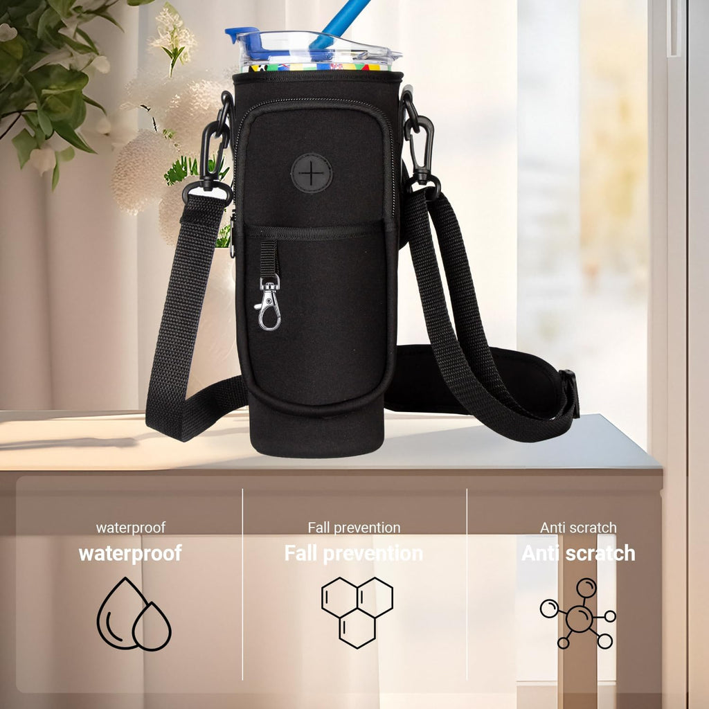 Stanley Water Bottle Holder - Adjustable Carrier Bag with Phone Pocket for 40oz Tumbler
