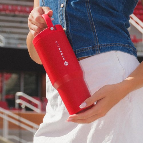 HydroJug Sport - 32oz Stainless Steel Tumbler with Straw | Vacuum Insulated & Leakproof, Ergonomic Design in Alumni Red